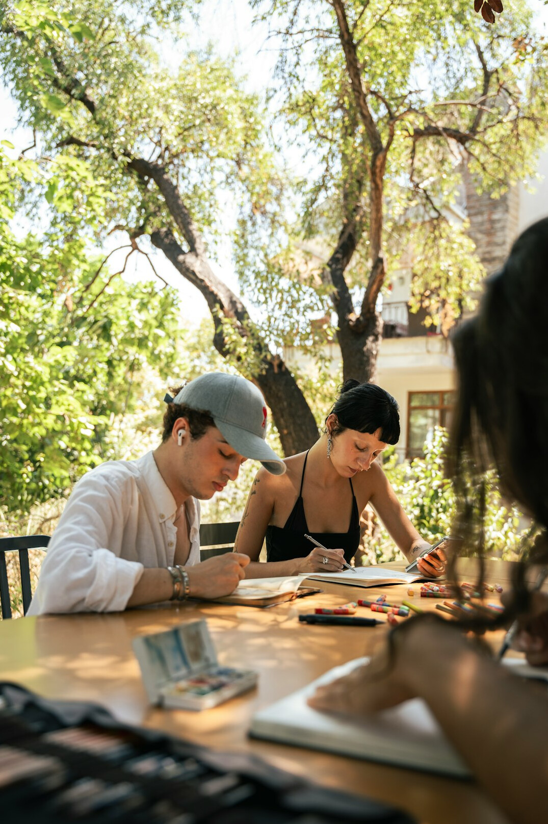 group of friends studying together
